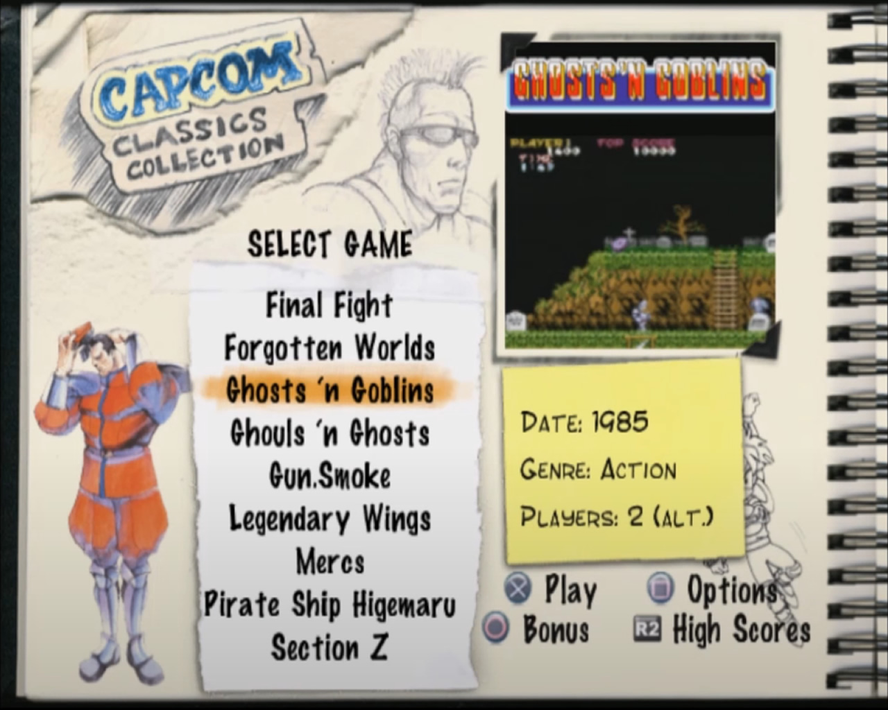 Capcom Classics Collection - Menu Screen