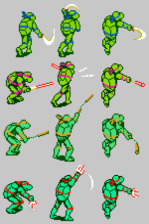 Comparação dos sprites de ataque de máximo alcance.